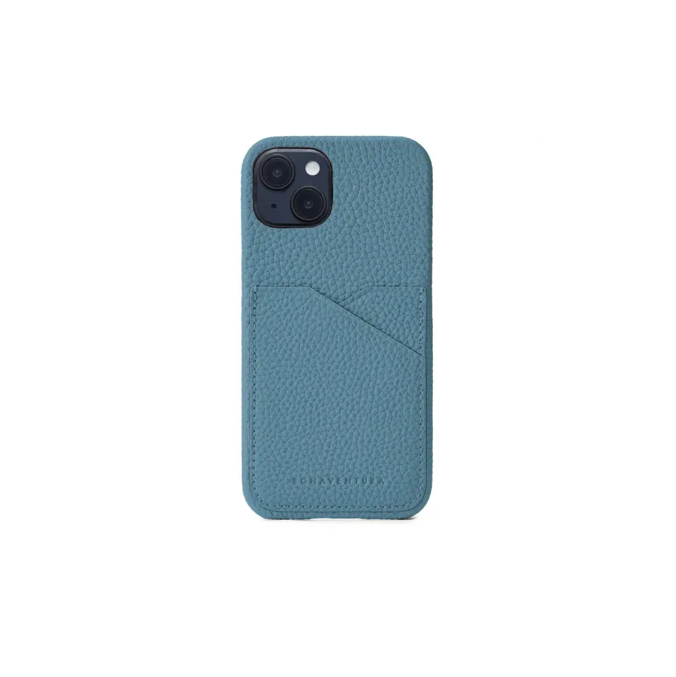 Bonaventura iPhone 14 bakdeksel krympeskinn blå cyan