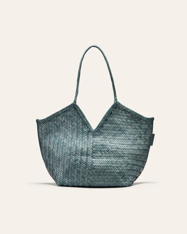 Cala Jade Humi tote storm blue flettet skinn
