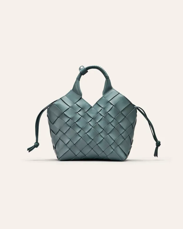 Cala Jade Misu skulderveske Storm Blue flettet skinn