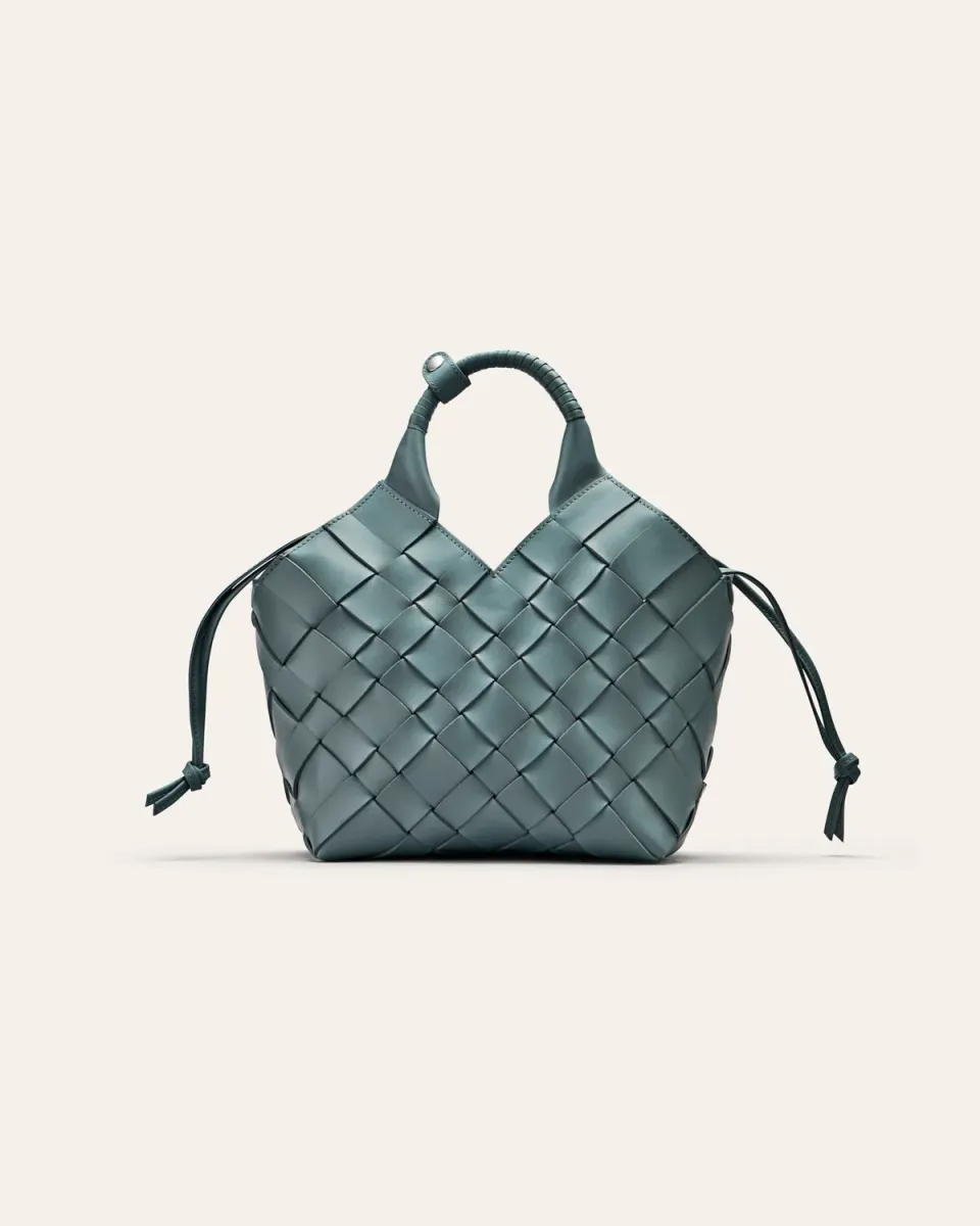 Cala Jade Misu skulderveske Storm Blue flettet skinn