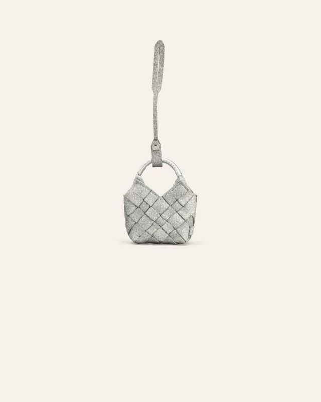 Cala Jade Misu Micro Charm veskecharm Silver Beam flettet kuskinn
