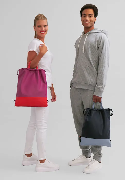 DuDubags Linosa ryggsekk navy snøring ekte skinn