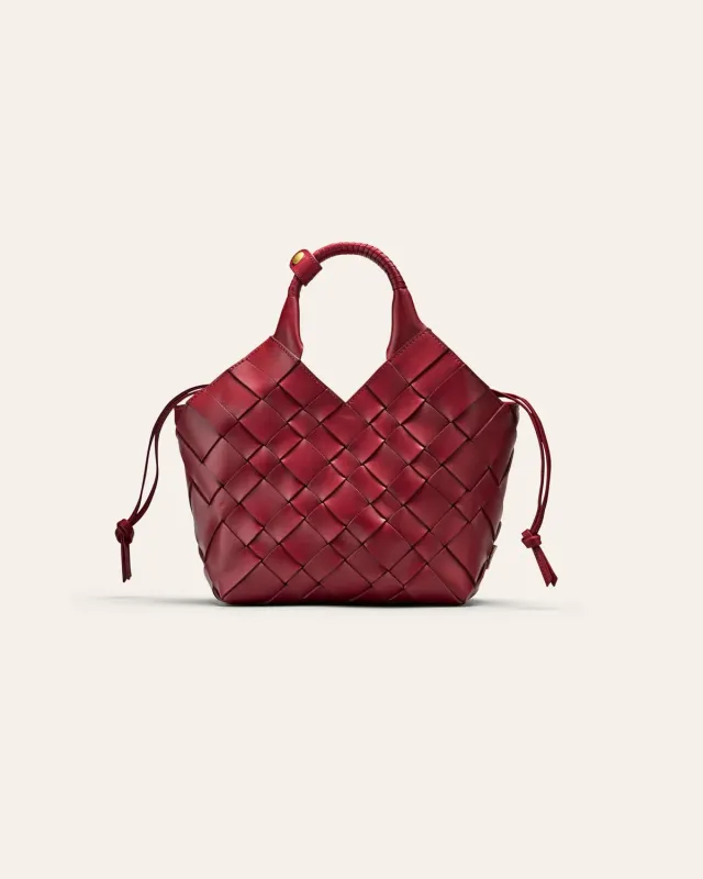 Calajade Misu skulderveske Rumba Red flettet skinn